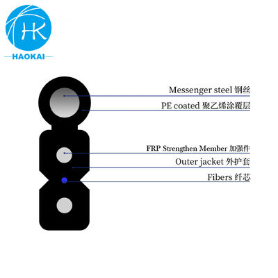 FTTH 8 ภาพ สนับสนุนตัวเองในภายนอก ดรัป ไฟเบอร์ออปติกเคเบิล สีดํากับสายเหล็ก
