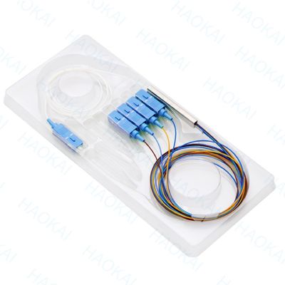 FTTx Systems SC UPC ไฟเบอร์ออปติก PLC Splitter 1x2 มินิทุบเหล็ก