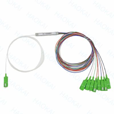 FTTH 1x4 1x8 ไฟเบอร์ PLC Splitter หลอดเหล็กขนาดเล็กด้วย SC APC Connector