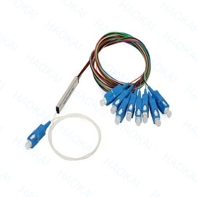 FTTH 1x4 1x8 ไฟเบอร์ PLC Splitter หลอดเหล็กขนาดเล็กด้วย SC APC Connector