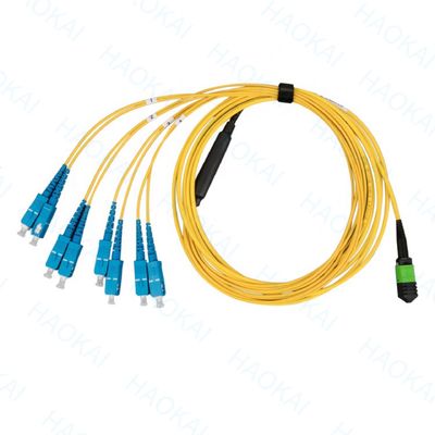 โหมดเดียว Breakout Sc ไฟเบอร์ออปติก Patch Cord 12 Core Duplex OS2