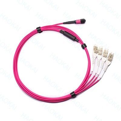 LC ไฟเบอร์ออปติก แพทช์คอร์ด 12core MPO Fan Out Om4 ไฟเบอร์แพทช์เคเบิล