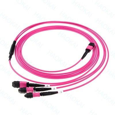 LC ไฟเบอร์ออปติก แพทช์คอร์ด 12core MPO Fan Out Om4 ไฟเบอร์แพทช์เคเบิล