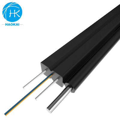 เคเบิลไฟเบอร์ออปติกอากาศ FTTH 2core Outdoor Drop Fiber Cable With LSZH สีดํา