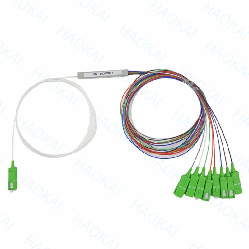 FTTH 1x4 1x8 ไฟเบอร์ PLC Splitter หลอดเหล็กขนาดเล็กด้วย SC APC Connector